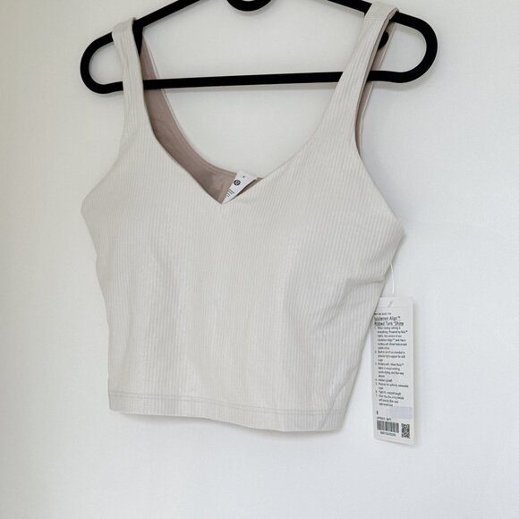 Lululemon Align Ribbed Tank Shine, Tan Ivory Cream BATF, Size 8, NWT - Picture 2 of 5